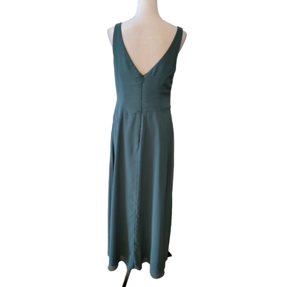 Azazie Green Chiffon Sleeveless Long Gown Size 8-10 - Picture 5 of 6